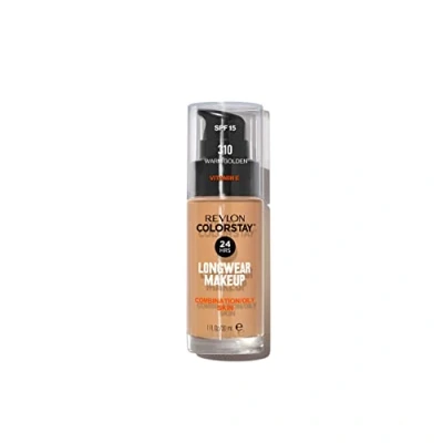Image de Fond de teint Revlon, ColorStay Longue Tenue, peaux mixtes à grasses, 24H tenue + soin, formule enrichie en vitamine E, nourrissante et protectrice, SPF 15 N310 Warm Golden (30ml)