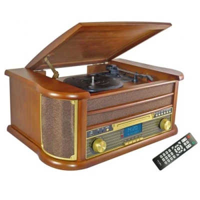Image de Chaîne HiFi INOVALLEY RETRO29 E Vinyle Style rétro Bluetooth, CD, K7 Audio, FM, USB + télécommande