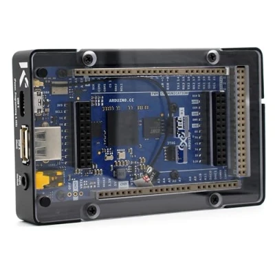 Image de KKSB Boîtier en métal compatible avec Arduino Giga R1 WiFi aluminium finition anodisée noire Couvercle transparent pour une surveillance facile