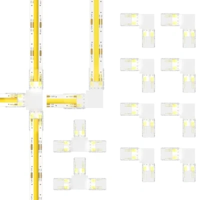 Image de PAUTIX 10PCS connecteurs pour Ruban LED COB 3Pin 10MM, incluant 8PCS type L/angle, 2PCS T forme 10MM CCT Bande COB(pas les bandes 5mm et 8mm)