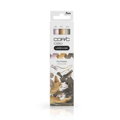 Image de COPIC Ciao LAYER &amp; MIX « Pet Palette », Set de marqueurs 3 couleurs différentes, marqueur mise en page avec une pointe moyenne et brosse.