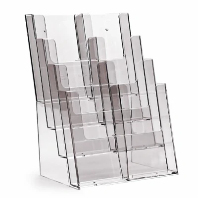 Image de taymar Présentoir de table pour prospectus au format DIN A4 / Lang (DL), 4 étages, transparent, 8 compartiments