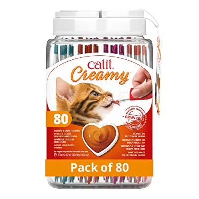 Image de Pâte à lécher Creamy pour Chats, boîte Cadeau, 80 x 10 g, comme friandise et ajout la Nourriture Humide