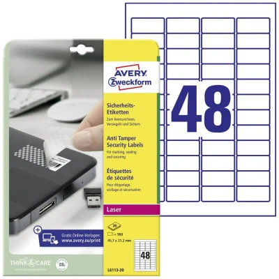 Image de AVERY/Zweckform étiquettes de sécurité, 45,7 x 21,2 mm