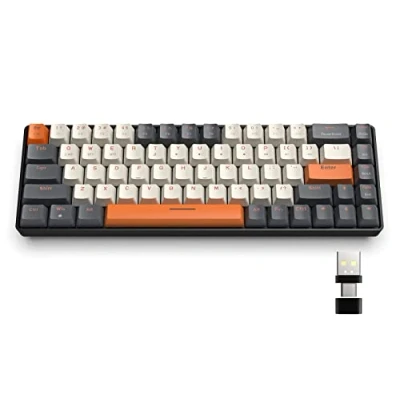 Image de YINDIAO K68 60% Clavier de Jeu Mécanique sans Fil,Bluetooth 5.0/2.4Ghz Mini Compact 68 Touches avec Récepteur Double Mode,échangeable à Chaud,Interrupteur Rouge,pour PC,Mac,PS4 (Crépuscule)