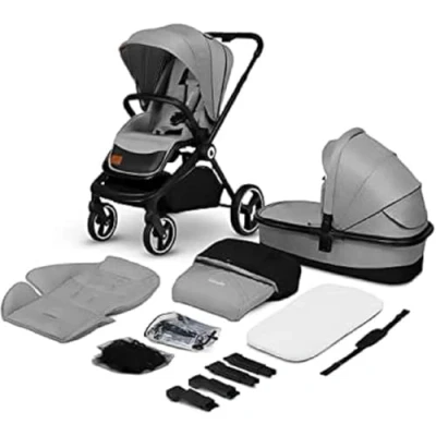 Image de LIONELO Mika poussette enfant compacte 2en1, nacelle, canne, cosy, un habillage de pluie, une moustiquaire, chauffe pieds, compact, pousette bebe complet