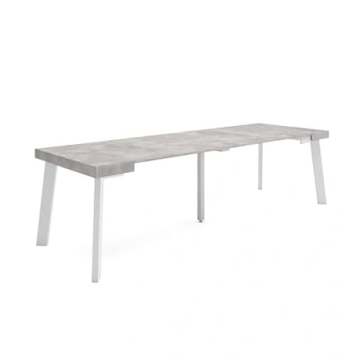 Image de Skraut Home Table Console Extensible Meuble 260 pour 12 Personnes Pieds en Bois Style Moderne Ciment