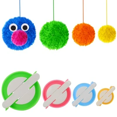Image de KNEWMART pom Maker,4 Tailles Fluff Ball Weaver Needle PomPom Maker Set DIY Pompoms Kits de fabrication poche artisanale Jeu tricoterie Ensemble d&#039;outils artisanaux