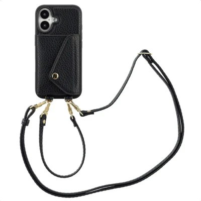 Image de Selencia Coque à cordon avec porte cartes enveloppe Sera pour iPhone 16 Noir Neuf