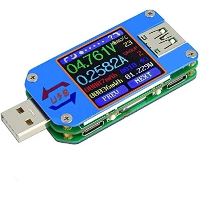 Image de Fasizi UM25C Voltmètre USB, Bluetooth Type C Testeur USB Mètre de Tension et Courant, 1.44 Pouces 5A Couleur LCD Puissance Multimètre, QC 2.0 3.0