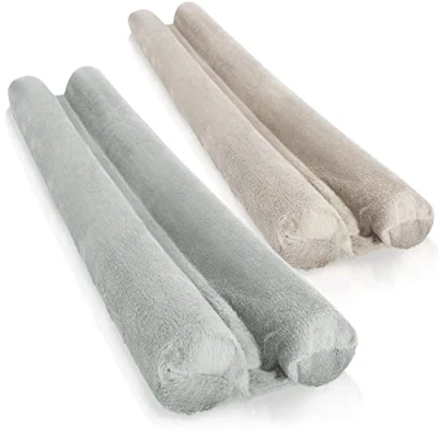 Image de COM FOUR® 2X Coupe Vent pour la Porte Joint Bas de en Microfibre avec Double Protection Contre Les Courants d&#039;air et Le Bruit (02 pièces Gris/Taupe)