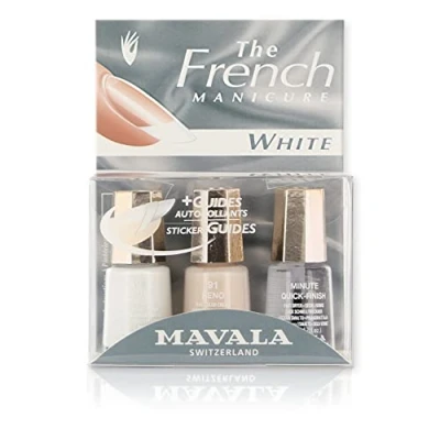 Image de Mavala Kit French Manucure White Set de 3 Vernis à Ongles Guides Autocollants Inclus Accessoires Brillance Incomparable Longue Durée flacons 5ml