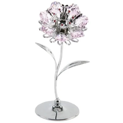 Image de Crystocraft Bibelot Fleur ros&#039;argent avec éléments en cristal de Swarvoski