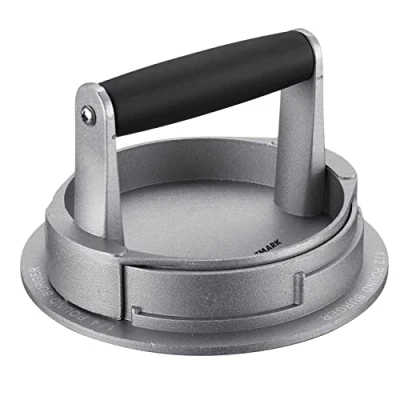 Image de Westmark 62252260 Machine à hamburger réglable pour 3 tailles différentes de patty 1/4, 1/3 flambeaux et 1/2 piquets en aluminium/plastique, Vario, argenté/noir