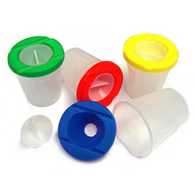Image de 4 Pots Non Déversement de Peinture (4 Couvercles Couleurs Différentes)