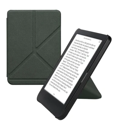 Image de kwmobile Étui Compatible avec Kobo Clara BW/Colour Coque à Rabat magnétique Tablette eReader Similicuir Vert foncé
