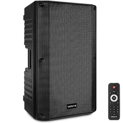Image de VONYX VSA15BT Enceinte Active Bi Amplifiée 15&quot; Puissance 1000 Watts, Caisse Solide en ABS, Montage sur Pied ou au Sol, Idéal pour Utilisation Mobile des Concerts et Performances Live
