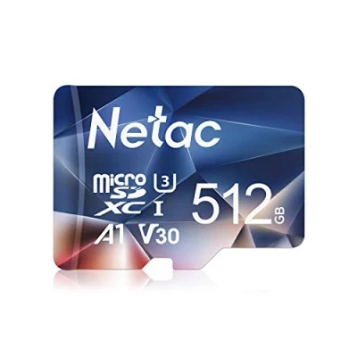 Image de Netac 512 Go Carte mémoire Micro SDXC 100/30 Mo/s pour Switch, Appareil Photo, Smartphone, PS Vita, PS4 Pro, Pro (UHS 1 V30 A1 U3 4K UHD)