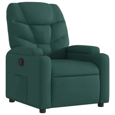 Image de vidaXL Fauteuil Inclinable, Siège avec Accoudoirs et Dossier, Chaise de Relaxation Repose Pied Salon, Moderne, Vert Foncé Tissu