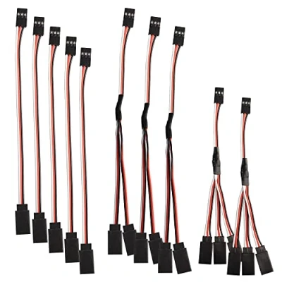 Image de MEIRIYFA Lot de 10 câbles d&#039;extension JR mâle vers 2/3 femelles en Y pour modèles d&#039;avion RC