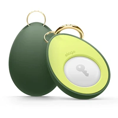 Image de elago Coque Avocado Compatible avec Apple Airtag Étui Porte Clés De Protection Contre Les Chutes, Mousqueton (Chiens Piste, Clés) Dispositif Suivi Non Inclus (Vert)