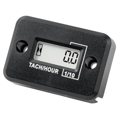 Image de NInE ROnG Compte Tour Compteur Tachymètre Inductif LCD Numérique Puissant Chronométrage RPM Mesure Conception étanche,pour Motocyclette de Tondeuse à Gazon Moteur Essence(2 temps) (noir)