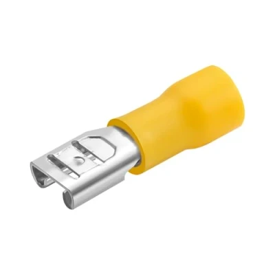 Image de Heschen lot de 100 bornes câble femelles à déconnexion rapide isolées en vinyle, FDD5.5 250, 6,3 x 0,8 mm, pour 4 6 mm² (12 10 AWG), jaune,
