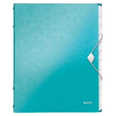 Image de Leitz Trieur A4, Contient jusqu&#039;à 200 Feuilles, Index Intégré à 12 Onglets, Fermeture Élastique, Menthe Métallisé, WOW, 46340051