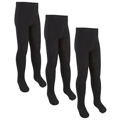 Image de Lot de 3 paires collants en coton doux et extensible pour filles 2 à 13 ans, Noir , 7 ans