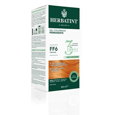 Image de Herbatint Gel colorant permanent 3doses, 300 ml FF6 orange, sans ammoniaque, pour peaux sensibles, 100% couverture cheveux blancs, avec 8 extraits naturels bio