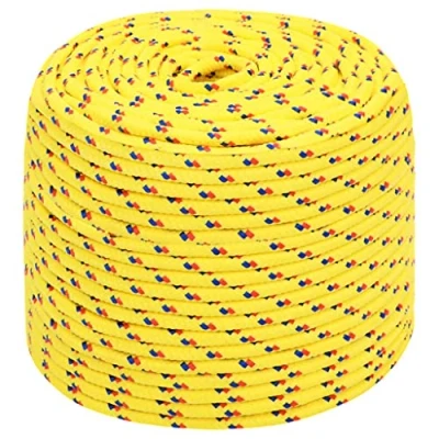 Image de vidaXL Corde de Bateau Levage Câble d&#039;Amarrage Ancrage Navire Lignes Gréement à Linge Jaune 8 mm 100 m Polypropylène