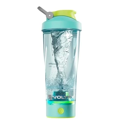 Image de VOLTRX Shaker Electrique Vortexboost USB C Rechargeable Portable Proteines,Shaker Sport Pour Shakes Proteines et Substituts de Repas,Sans BPA,IPX7 Etanche, Base Lumineuse Coloree, 600ml,Cyan