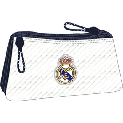 Image de Real Madrid Trousse de Toilette Scolaire pour Enfants avec Fermeture éclair Simple, Confortable et Polyvalente, qualité résistance, 22 x 8 10 cm, Blanc, Estándar, décontracté