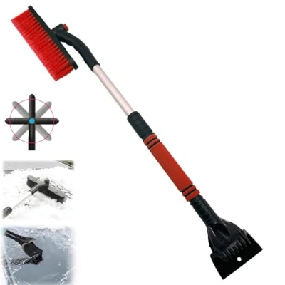 Image de Mino Plus Grattoir à Neige avec Brosse,2 en 1 Glace et Brosse Neige,Brosse Rotative 360 Poignée Mousse,Balai Voiture,Amovible, Convient aux Pare Brise (Rouge)