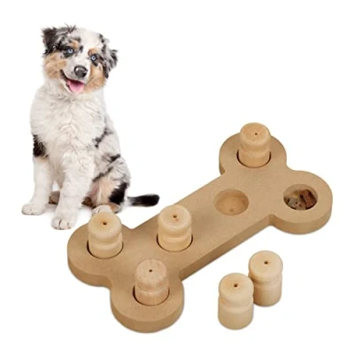 Image de Relaxdays Jouet d’Intelligence pour Votre Chien, Prend la Forme d’Un os, Nourriture à Cacher, 4,5 x 23 12 cm, Nature