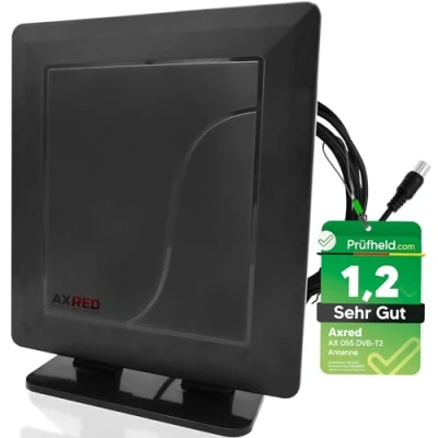 Image de Anadol AXRED AX055 DVBT2 antenne avec amplificateur 30 dBi pour l&#039;intérieur, DVBT récepteur TV DAB DAB+ radio FM, DVB T T2, d&#039;intérieur, Freenet