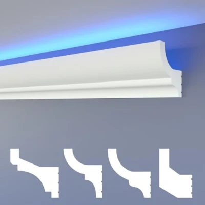 Image de HEXIMO LED moulures classiques, XPS Styropor éclairage indirect mur &amp; plafond corniche lumineuse (échantillon HLED 10)