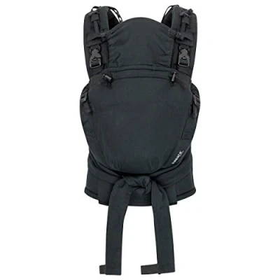 Image de Hoppediz Porte bébé Nabaca, dès la naissance (2.5 20 kg), Inclus un panneau dorsal interchangeable en deux tailles (S &amp; M), Taille Réglable, Basic Set noir