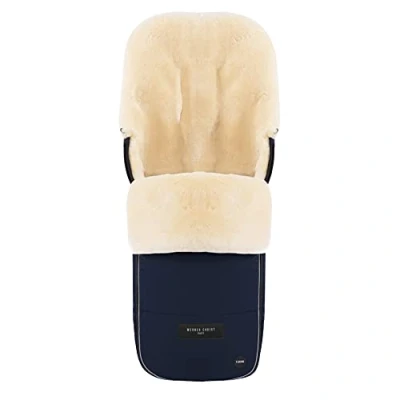 Image de Chancelière en peau de mouton FLIMS LUXE WERNER CHRIST BABY Pour poussette ou landau, fourrure médicale, universelle (Bugaboo, Cybex, Joolz, etc.), bleu