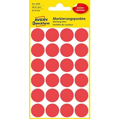 Image de Avery Zweckform étiquette 18 mm marquage rouge point, repositionnable, 96st