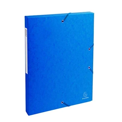 Image de Exacompta Réf. 50302E 1 boite de classement avec élastiques Exabox en carte lustrée 600g/m2 Dos 2,5 cm dimensions 25 x 33 pour documents A4 couleur bleu livrée montée