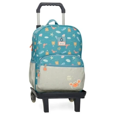 Image de Enso Mr Crab Sac à Dos Scolaire avec Chariot Bleu 30 x 38 12 cm Polyester 13,68 L, Bleu,