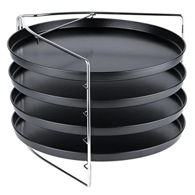 Image de Grizzly pizza Backset, 5 pièces, avec support fixe et 4x plaques à rondes 28 cm, pour four cuire 4 pizzas en même temps