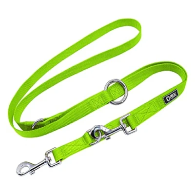 Image de DDOXX Laisse Chien en Nylon, Réglable dans 3 Longueurs pour Chiens Grands et Petits Double 2 Chats Chiots M Vert, L, arnet