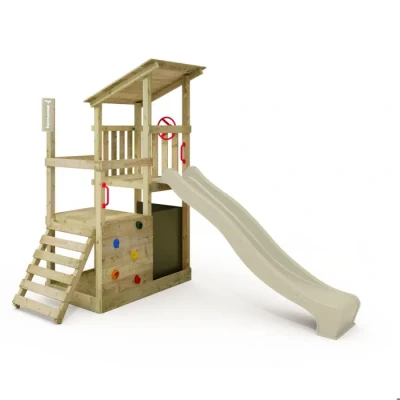 Image de Aire de jeux en bois FruityForest Fun XXL avec toboggan vert sauge
