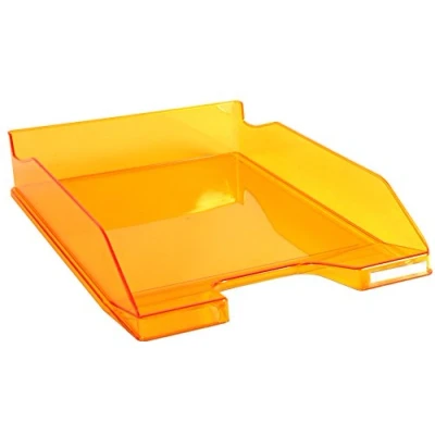 Image de Exacompta Réf. 113246D 1 corbeille à courrier COMBO MIDI dimensions utiles 34 x 25 6,5 cm pour format A4 + peut contenir 500 feuilles couleur orange transparent glossy