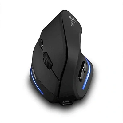 Image de zelotes Souris sans Fil Rechargeable,2.4GHz,DPI Réglable,6 Boutons Ergonomique Verticale avec Nano Récepteur,Souris Optique, Wireless Mouse pour PC, Ordinateur Portable