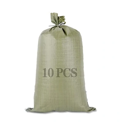 Image de QINGJIE 10 x Sacs de Sable en polypropylène tissé Vert Non remplis pour la défense Contre Les inondations. Anti UV et imputrescible(Size:50 90cm/19.7&quot; W 35.4&quot; H,Color:Vert)