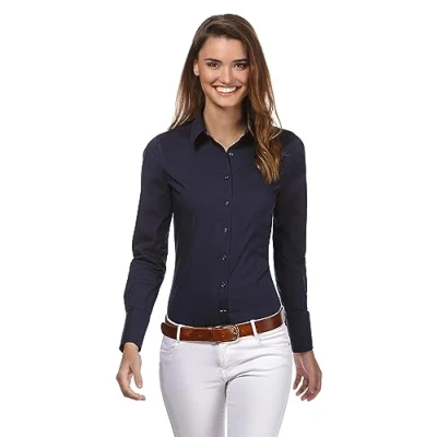 Image de Vincenzo Boretti Tailliert Stretch Chemisier, Femme, Taille: 36, Dunkelblau