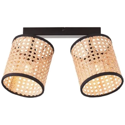 Image de Spot bar 2 flammes BRILLIANT Wiley Bois clair Noir LED dimmable